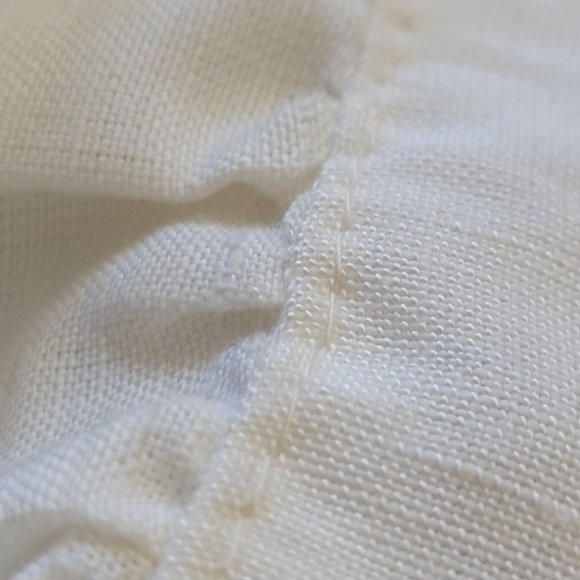 🌟  NWT JENNIFER & GRACE Linen Blouse Size L Ivory Summer Ruffles - Picture 2 of 8